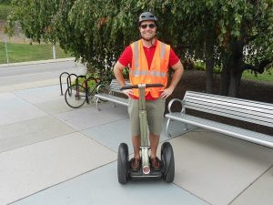 man riding segway